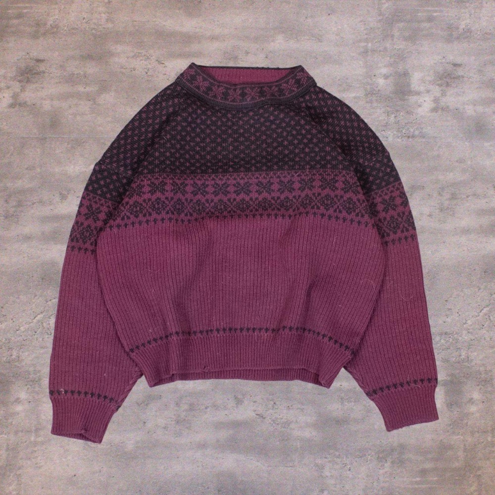 Vintage 1990's Blocx Pattern Wool Burgundy Sweater